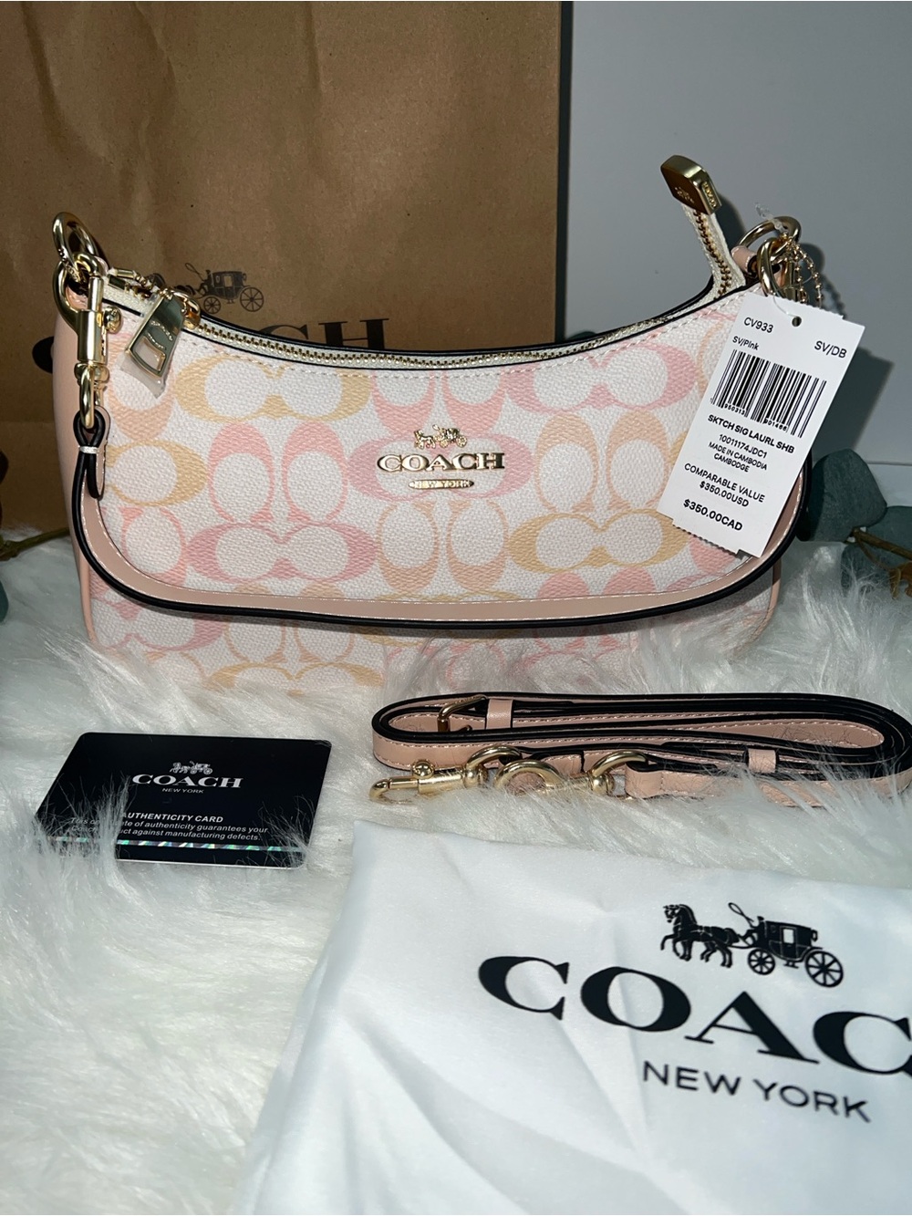 NWT Coach Teri Mini Crossbody Bag In Pretty Signature Canvas and Leather